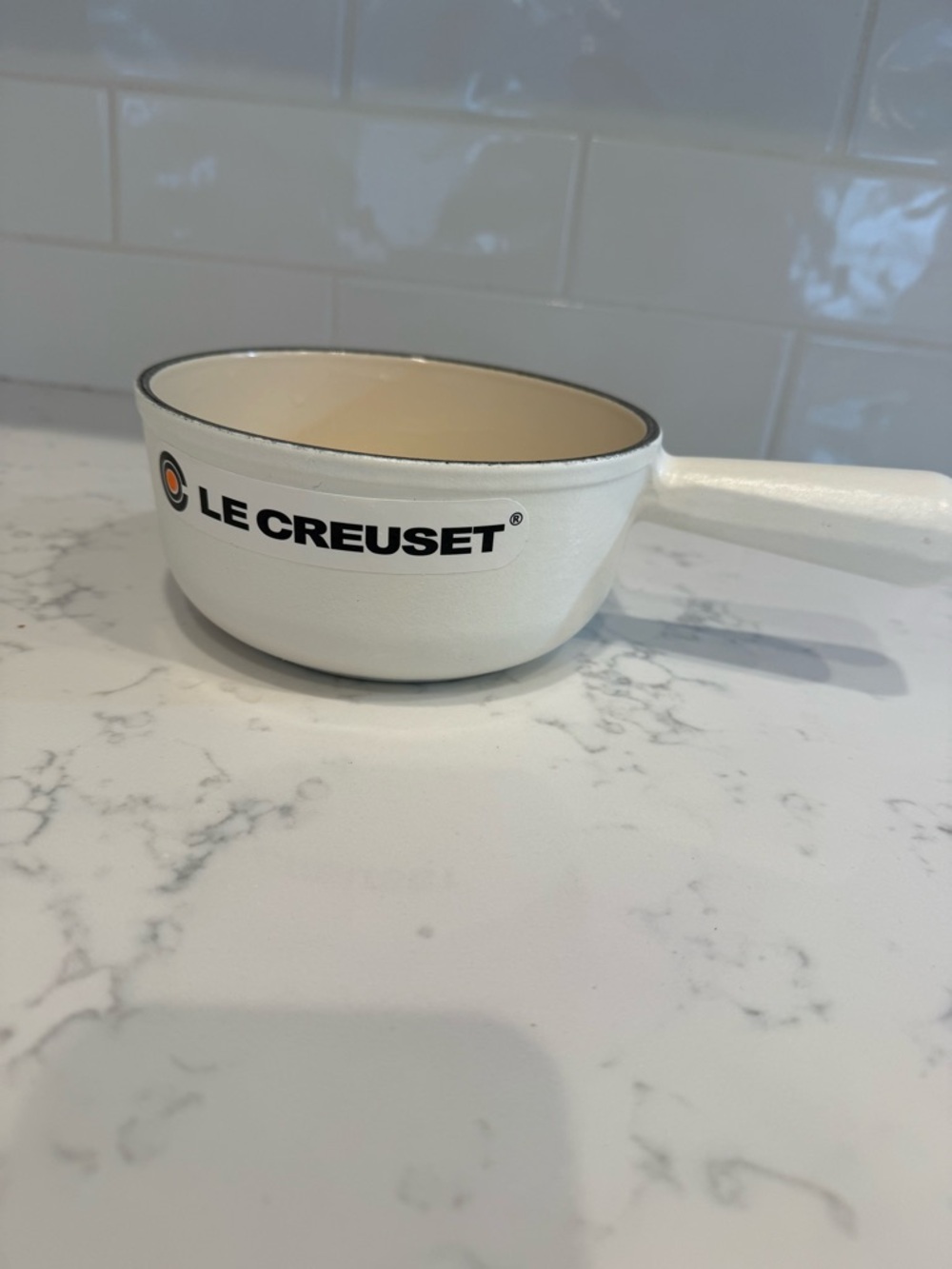 Le Creuset White Mini Saucepan with Cream Interior Trim